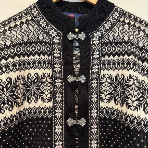 Vintage Nordstrikk Nordic Cardigan Women’s S Black White Fair Isle Virgin Wool - Picture 3 of 9
